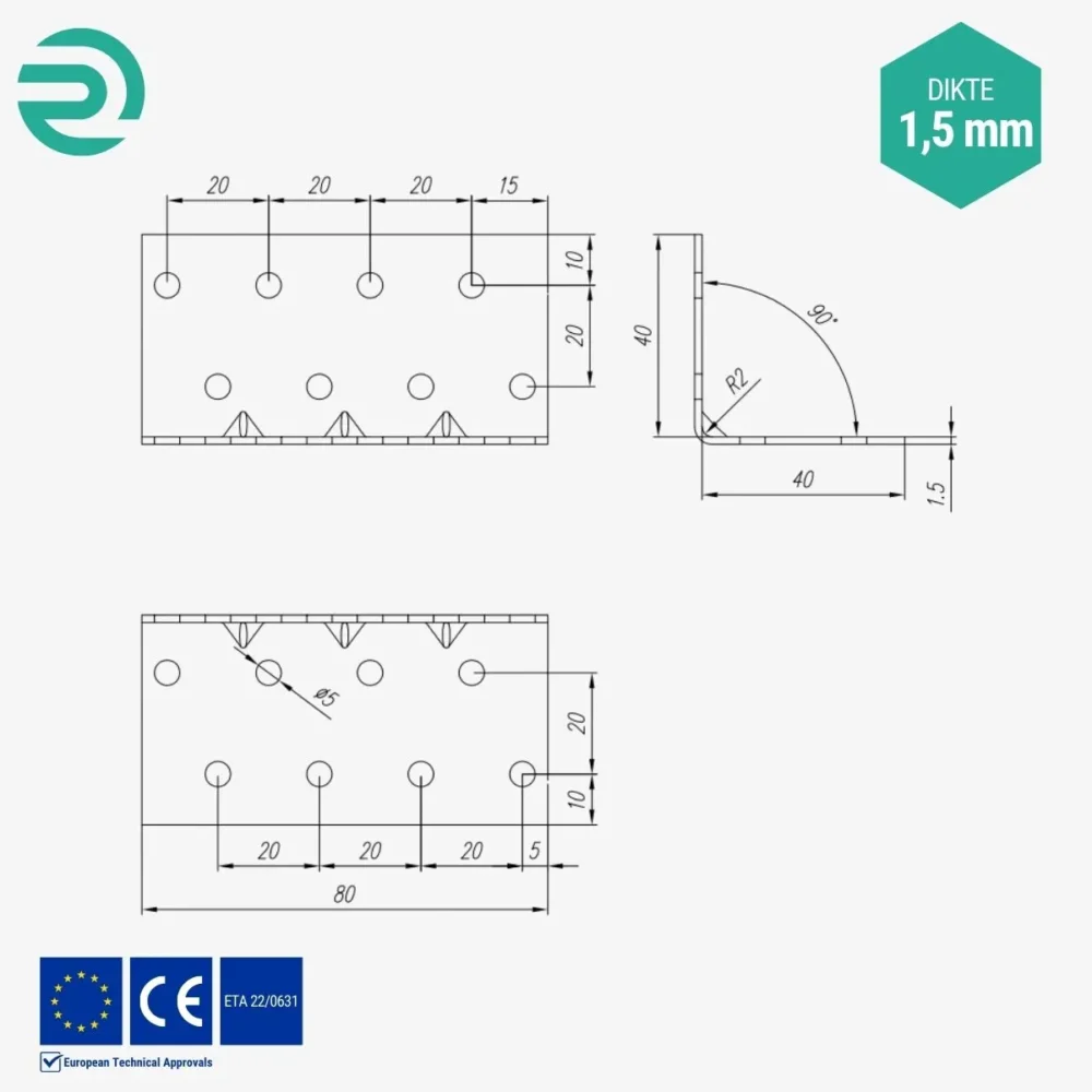 REZU - Houtverbinders - Hoekijzer versterkt KMP 3 - Details