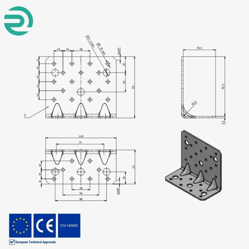 REZU - Houtverbinders - Hoekijzer versterkt KPK 13 - Details