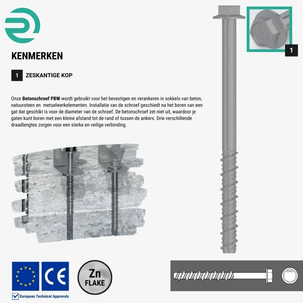 REZU - Schroeven - Betonschroef PBW - Kenmerken