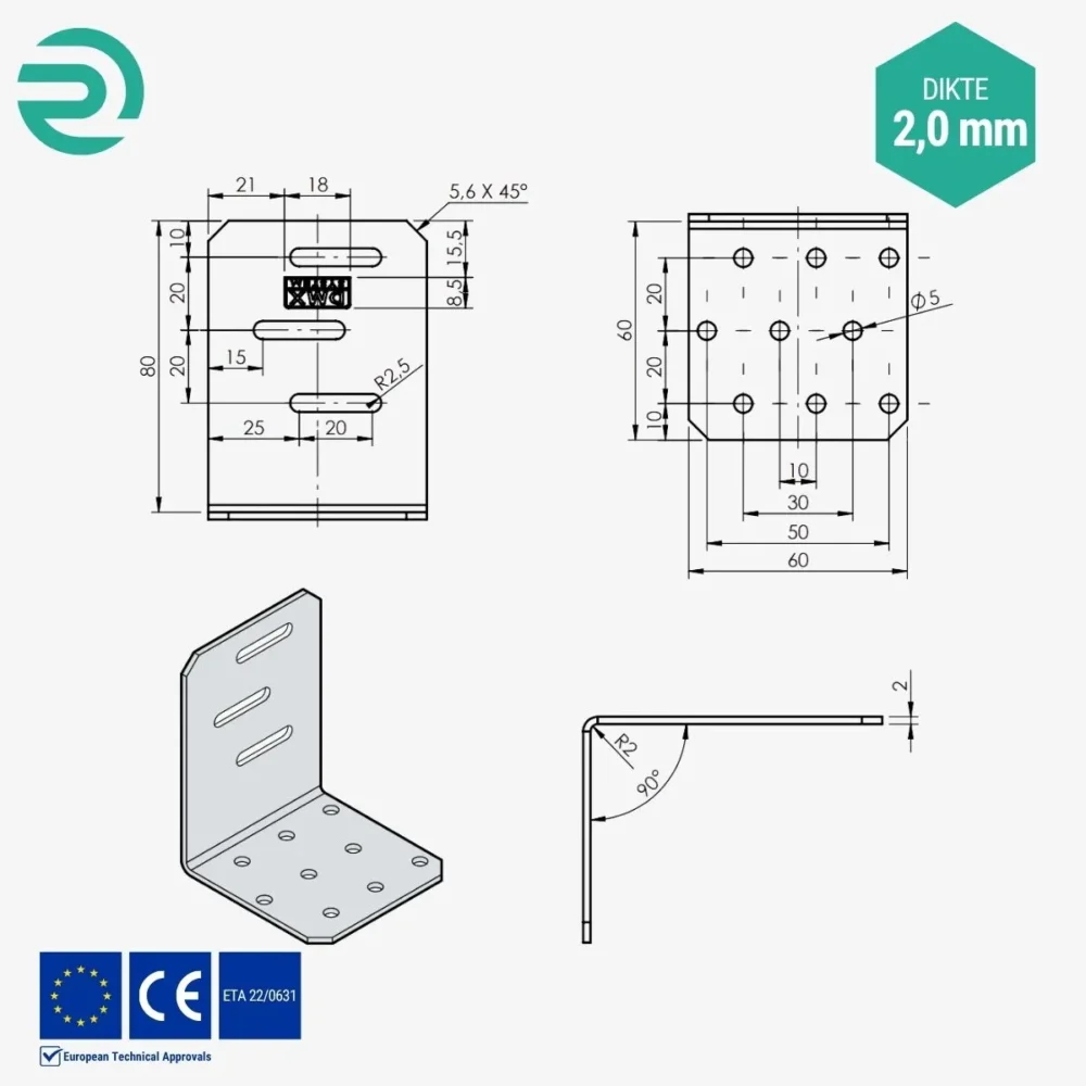 REZU - Houtverbinders - Hoekijzer verstelbaar KMR 1 - Details