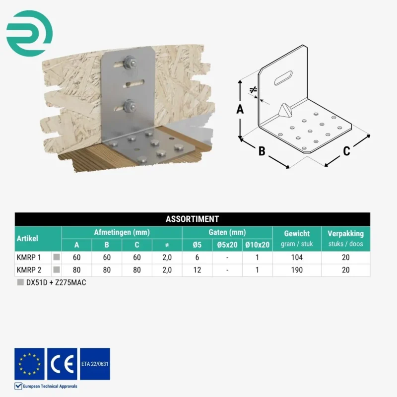 REZU - Houtverbinders - Hoekijzers verstelbaar KMRP - Assortiment