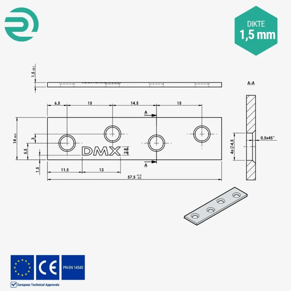 REZU - Houtverbinders - Houtverbinder plat LW 60 - Details